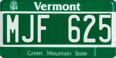VT license plate MJF625