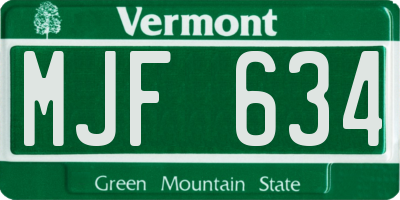 VT license plate MJF634