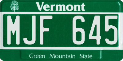 VT license plate MJF645