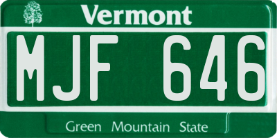 VT license plate MJF646