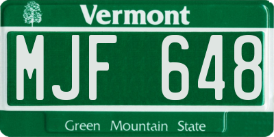 VT license plate MJF648