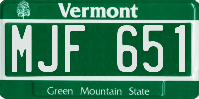 VT license plate MJF651