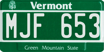 VT license plate MJF653