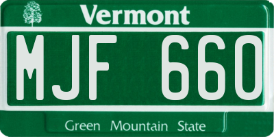 VT license plate MJF660