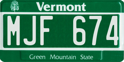 VT license plate MJF674