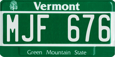 VT license plate MJF676