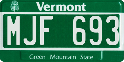 VT license plate MJF693