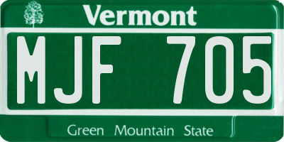 VT license plate MJF705