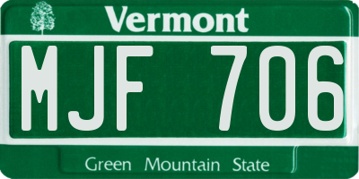 VT license plate MJF706