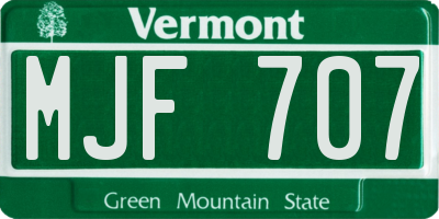 VT license plate MJF707
