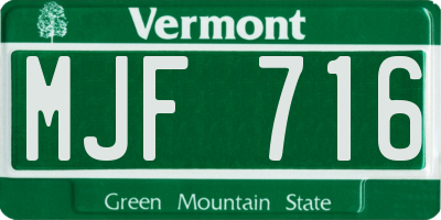 VT license plate MJF716