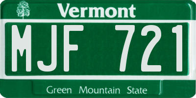 VT license plate MJF721