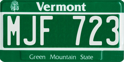 VT license plate MJF723