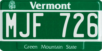 VT license plate MJF726