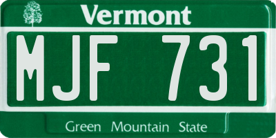 VT license plate MJF731