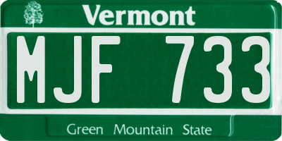 VT license plate MJF733