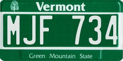 VT license plate MJF734