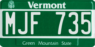 VT license plate MJF735