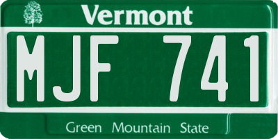VT license plate MJF741