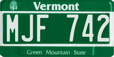VT license plate MJF742