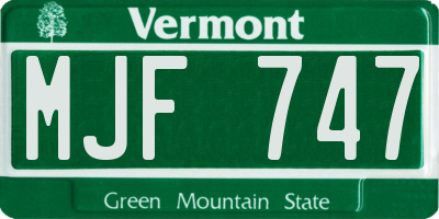 VT license plate MJF747