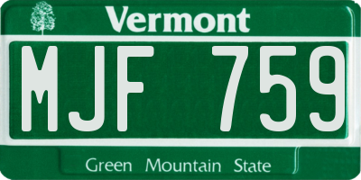 VT license plate MJF759