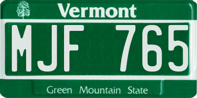 VT license plate MJF765