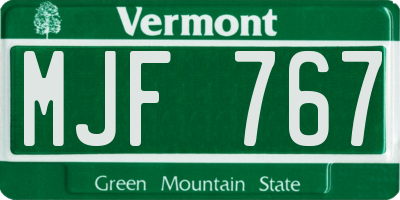 VT license plate MJF767