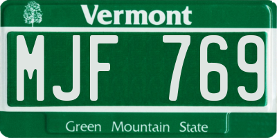 VT license plate MJF769