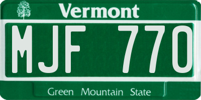 VT license plate MJF770