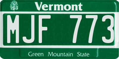 VT license plate MJF773