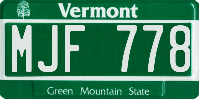 VT license plate MJF778