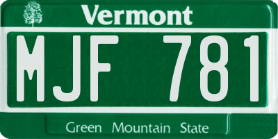 VT license plate MJF781