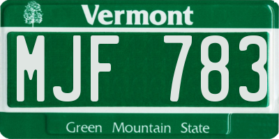 VT license plate MJF783