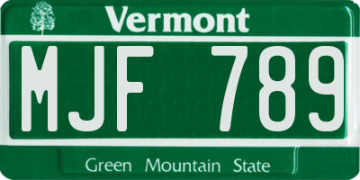 VT license plate MJF789
