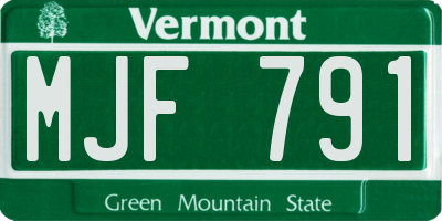 VT license plate MJF791