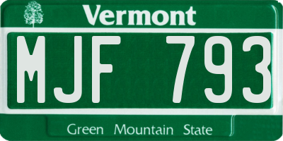 VT license plate MJF793