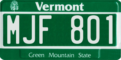 VT license plate MJF801
