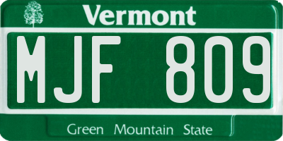 VT license plate MJF809