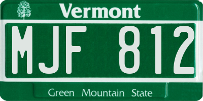 VT license plate MJF812