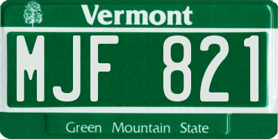 VT license plate MJF821