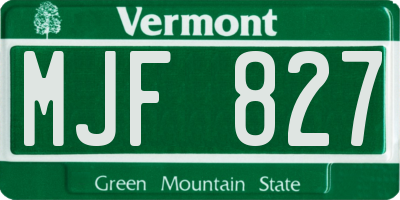 VT license plate MJF827