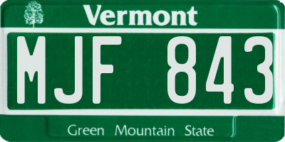 VT license plate MJF843