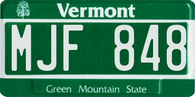 VT license plate MJF848