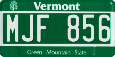 VT license plate MJF856