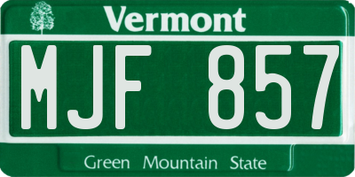 VT license plate MJF857