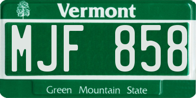 VT license plate MJF858