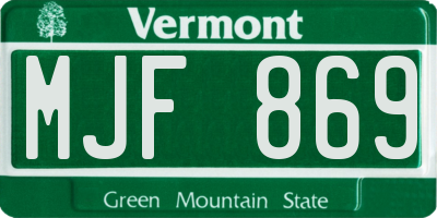 VT license plate MJF869