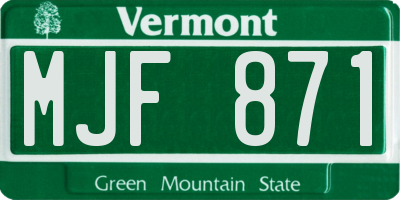 VT license plate MJF871
