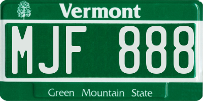 VT license plate MJF888